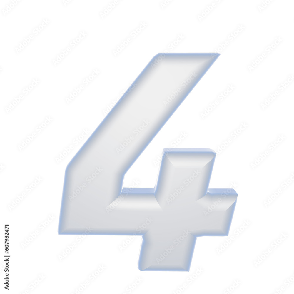 Obraz premium number 3D rendering isolated on white background, with shadow