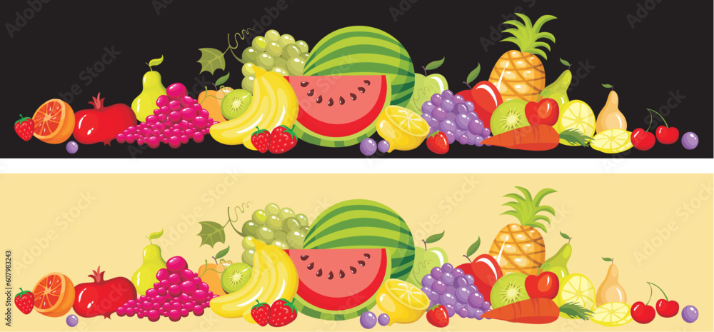 vector illustration of a fruit card set vector illustration of a fruit card set