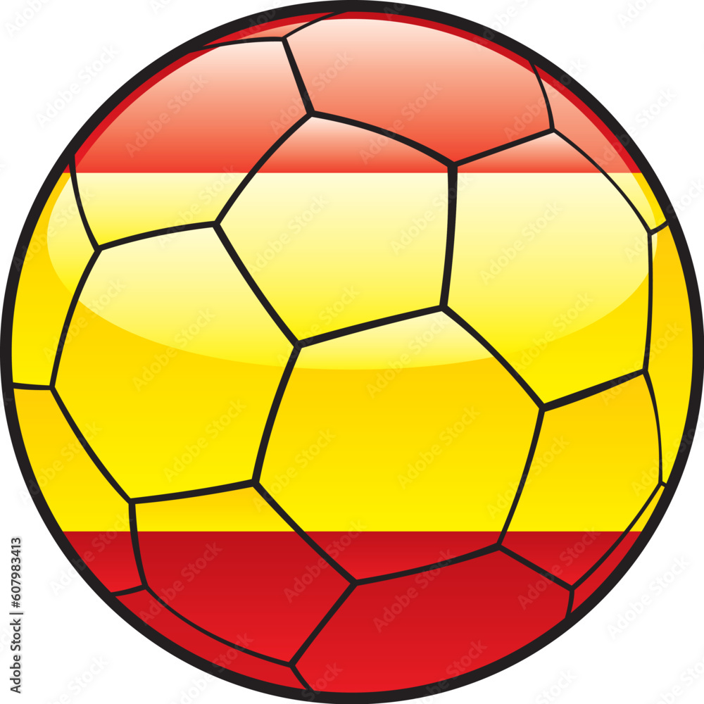 Fototapeta premium fully editable illustration flag of Spain on soccer ball