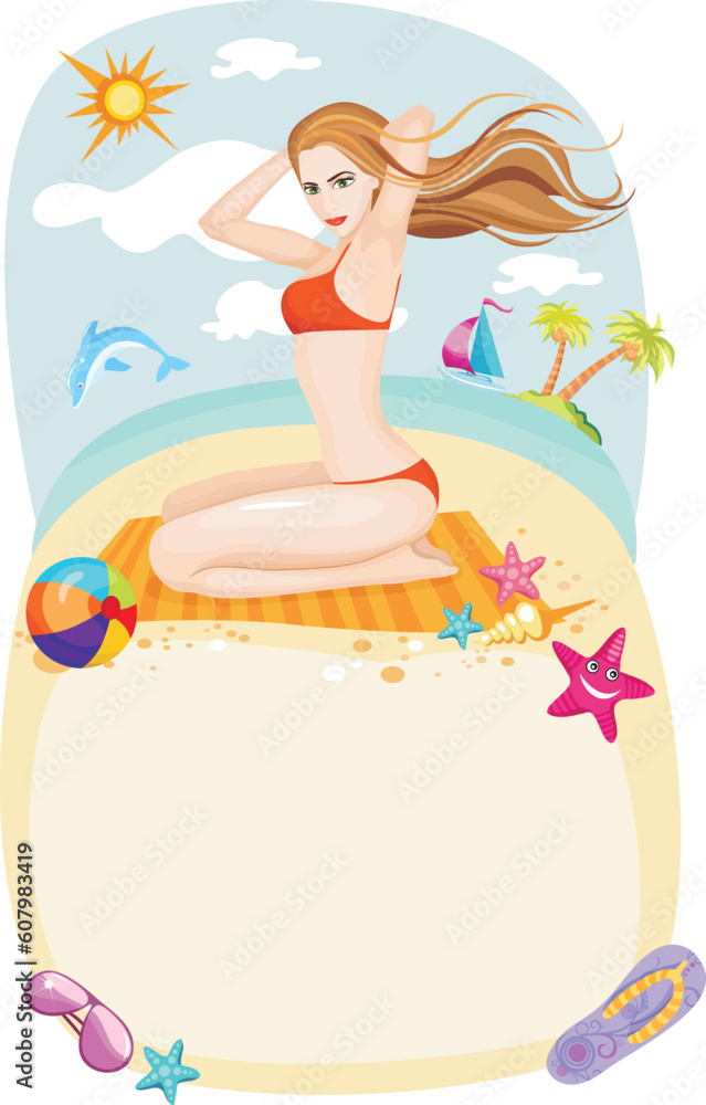vector illustration of a beach card