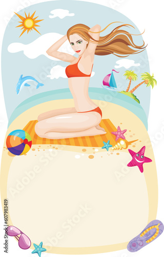 vector illustration of a beach card