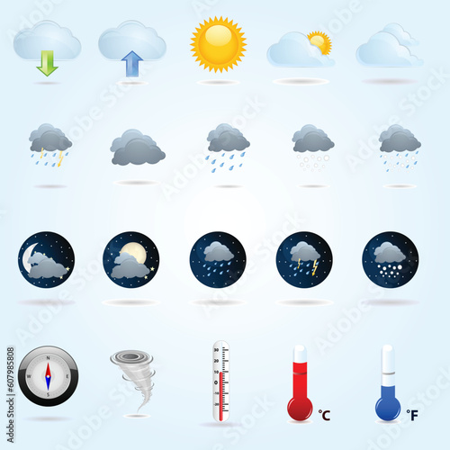 Set of detail vector weather icons