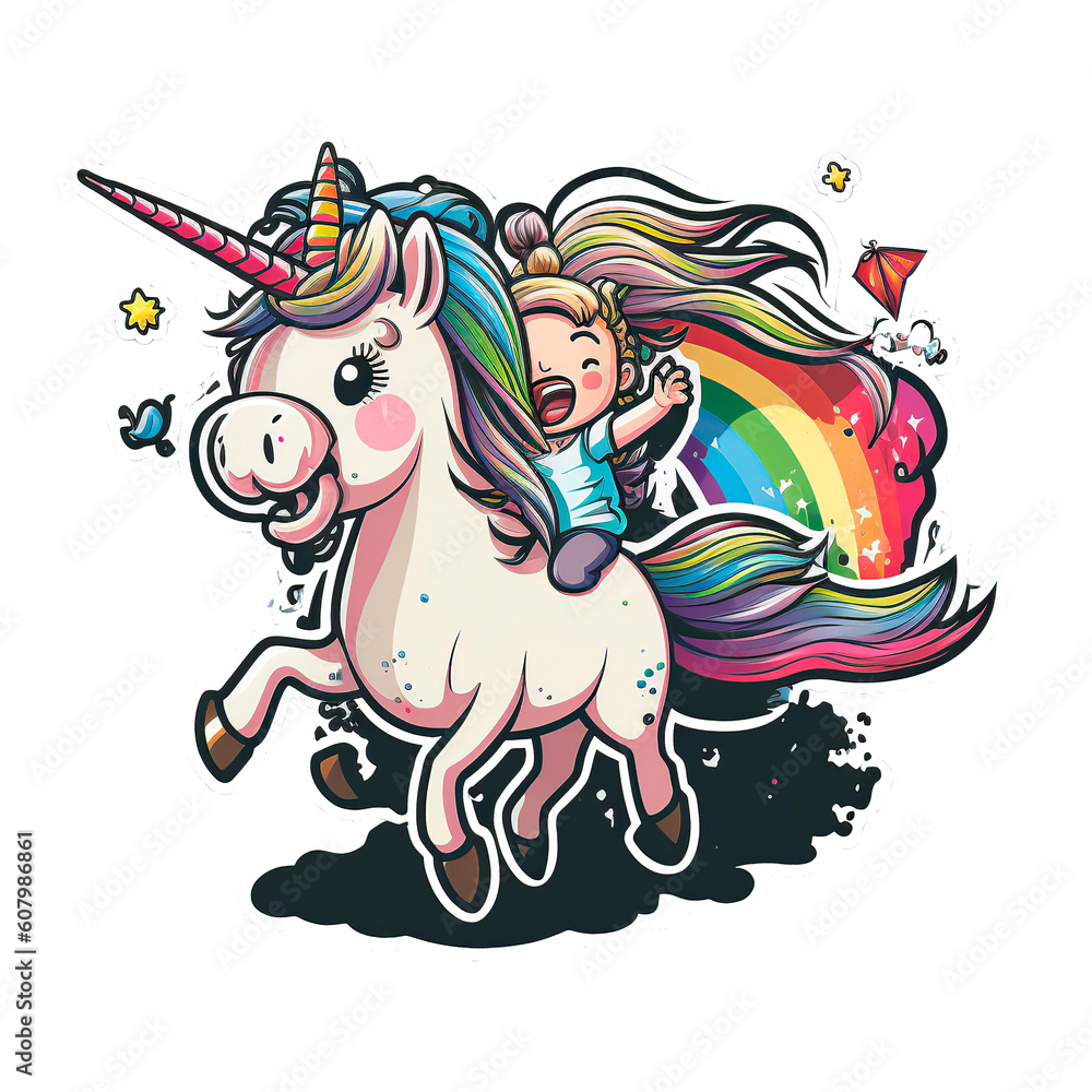 unicornio chica y arcoiris cartoon unicornio chica y arcoiris cartoon