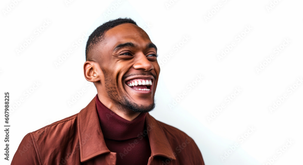 Handsome african american man laughing on white background. Handsome african american man laughing on white background.
