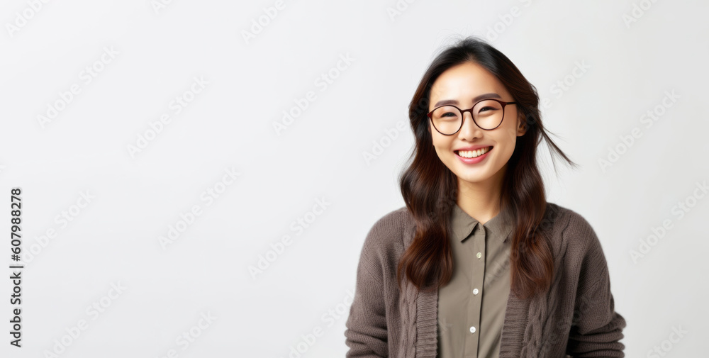Portrait of a beautiful young asian woman wearing glasses smiling and looking at camera. Portrait of a beautiful young asian woman wearing glasses smiling and looking at camera.