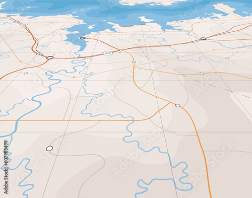 Generic editable vector map of a coastline with no names