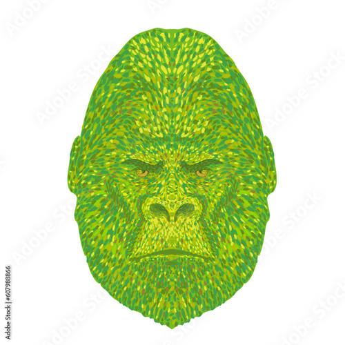 Quadro su tela Pointillist, Impressionist or pop art style illustration of head of a silverback gorilla viewed from front on isolated background in retro dot art style