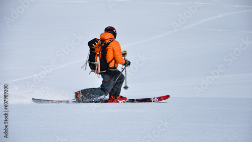 Colorful telemark skiing