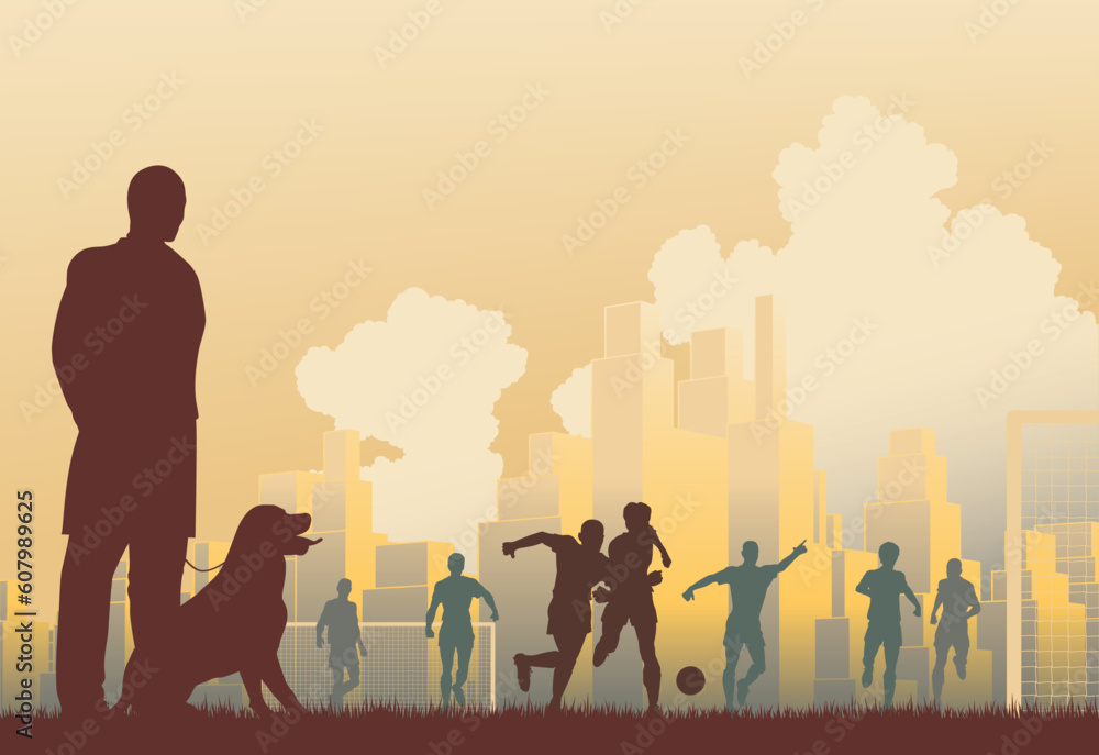 Fototapeta premium Editable vector illustration of a man watching footballers
