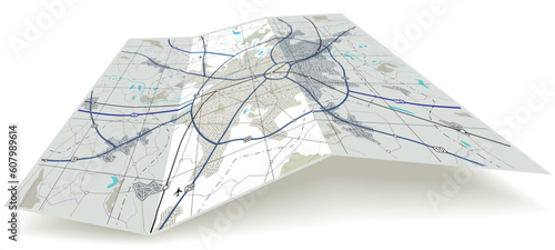 Detailed editable vector folding map with no names
