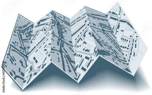 Editable vector illustrated folding map of housing in a generic town without names