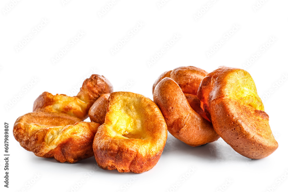 Tasty Yorkshire pudding isolated on white background Tasty Yorkshire pudding isolated on white background