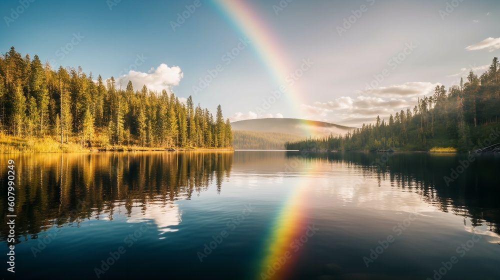 Abstract Rainbow Illuminated in Water Reflection Abstract Rainbow Illuminated in Water Reflection