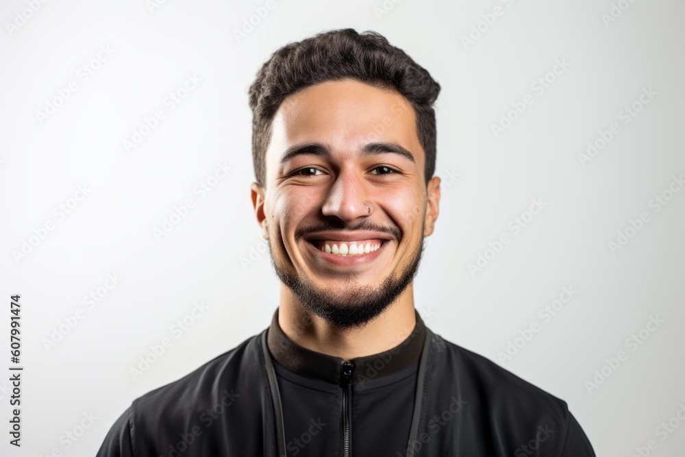Portrait of a young latin man smiling on a white background Portrait of a young latin man smiling on a white background