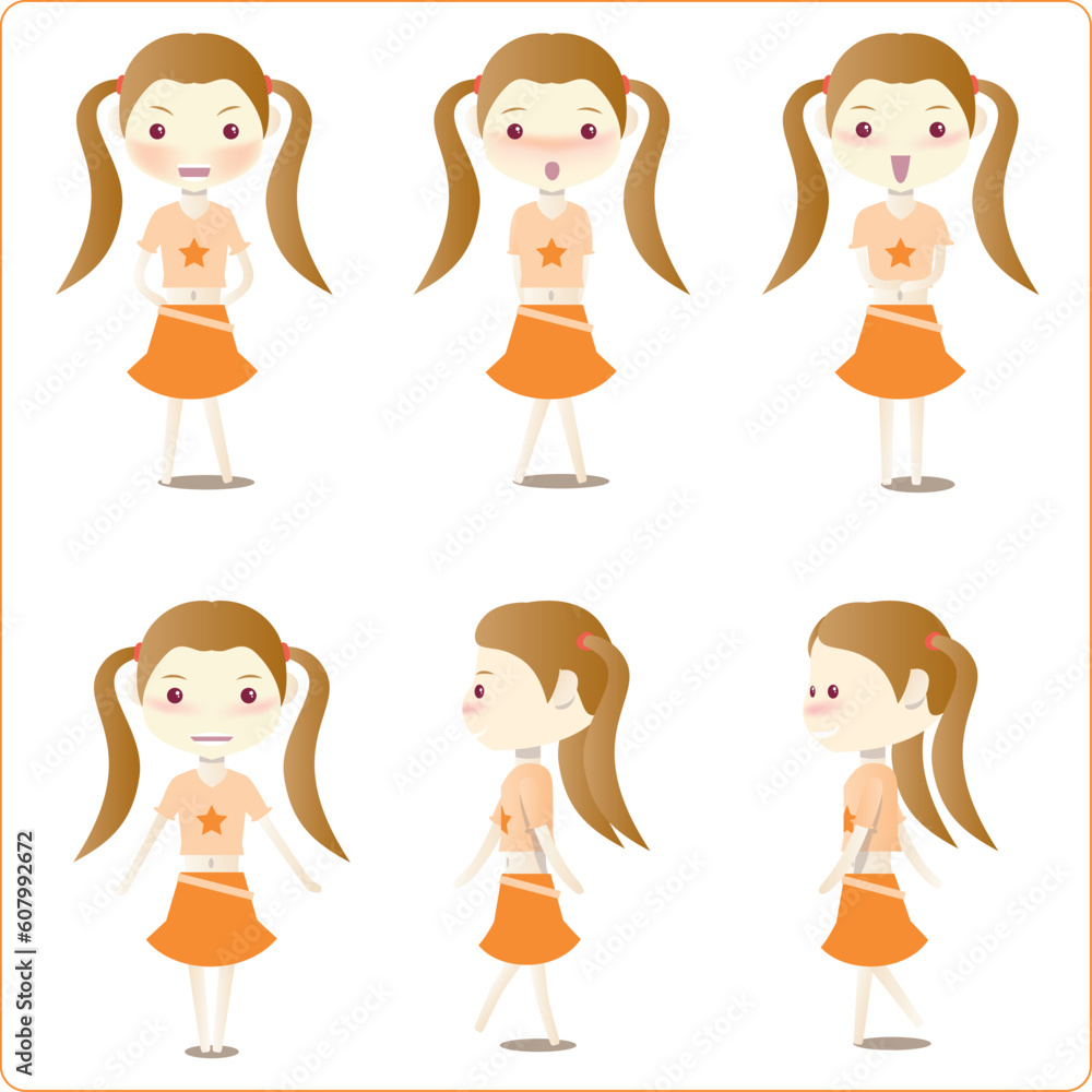 cute girl character pattern design. cute girl character pattern design.