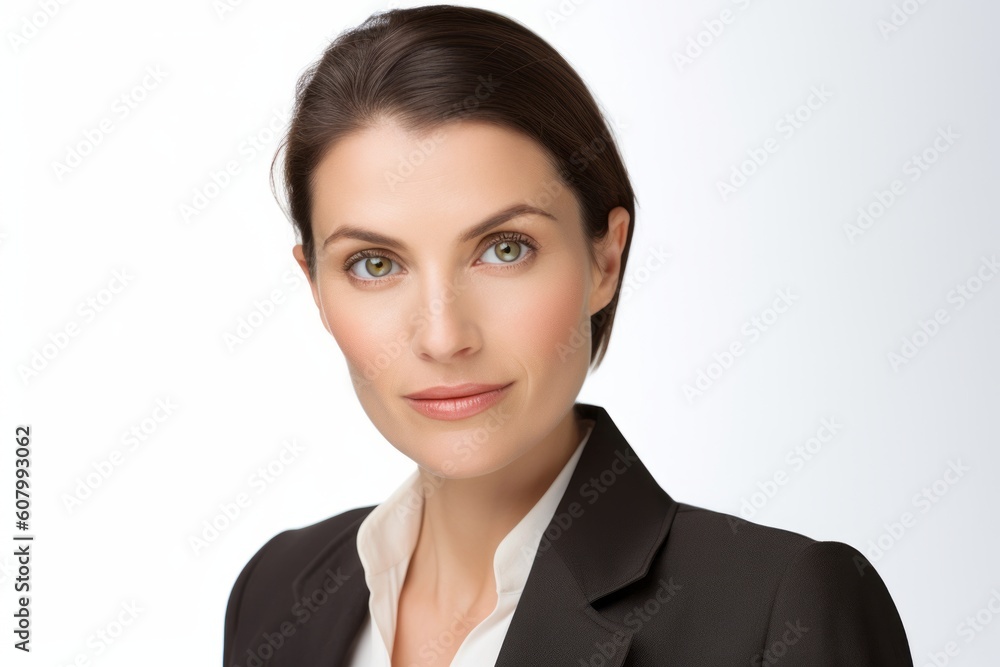 Portrait of young business woman in black suit, isolated on white background Portrait of young business woman in black suit, isolated on white background