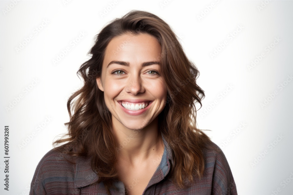 Portrait of a beautiful young woman smiling, isolated on white background Portrait of a beautiful young woman smiling, isolated on white background