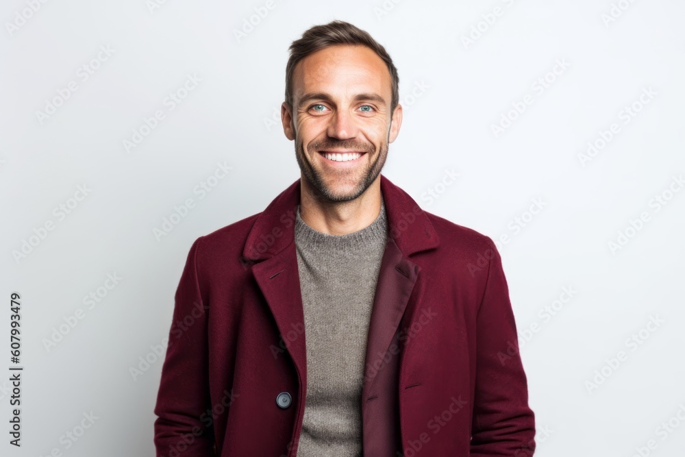 Portrait of a handsome young man in coat smiling at camera. Portrait of a handsome young man in coat smiling at camera.