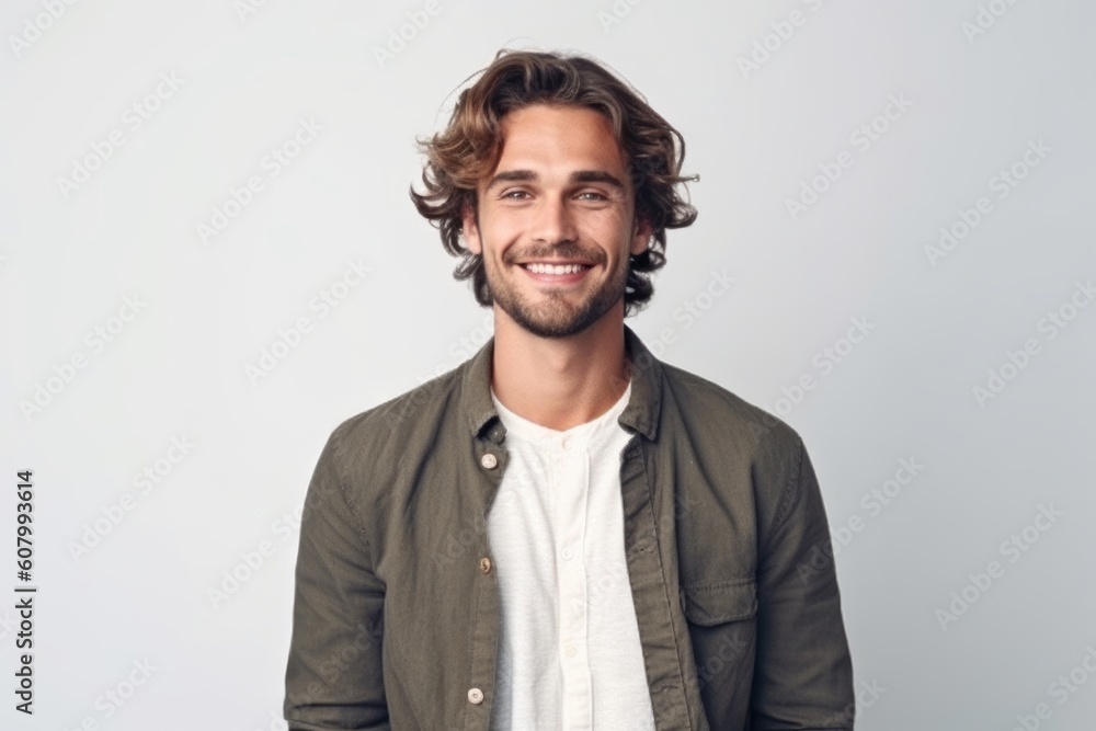 Portrait of a handsome man smiling at camera isolated on a white background Portrait of a handsome man smiling at camera isolated on a white background