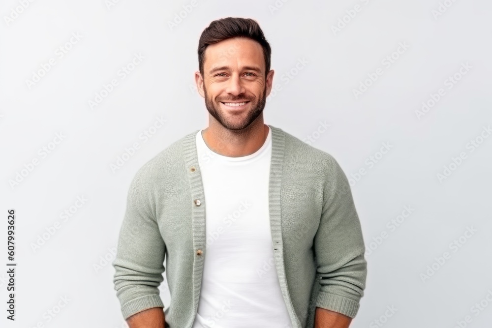 Handsome young man over isolated white wall smiling and looking to the side Handsome young man over isolated white wall smiling and looking to the side