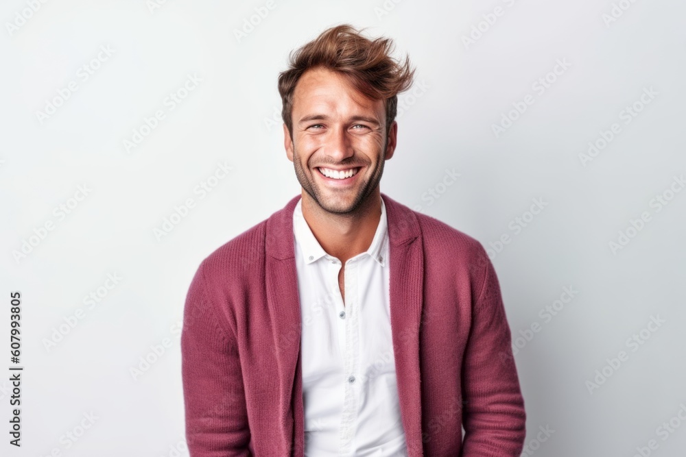 Portrait of a handsome young man smiling on a white background. Portrait of a handsome young man smiling on a white background.