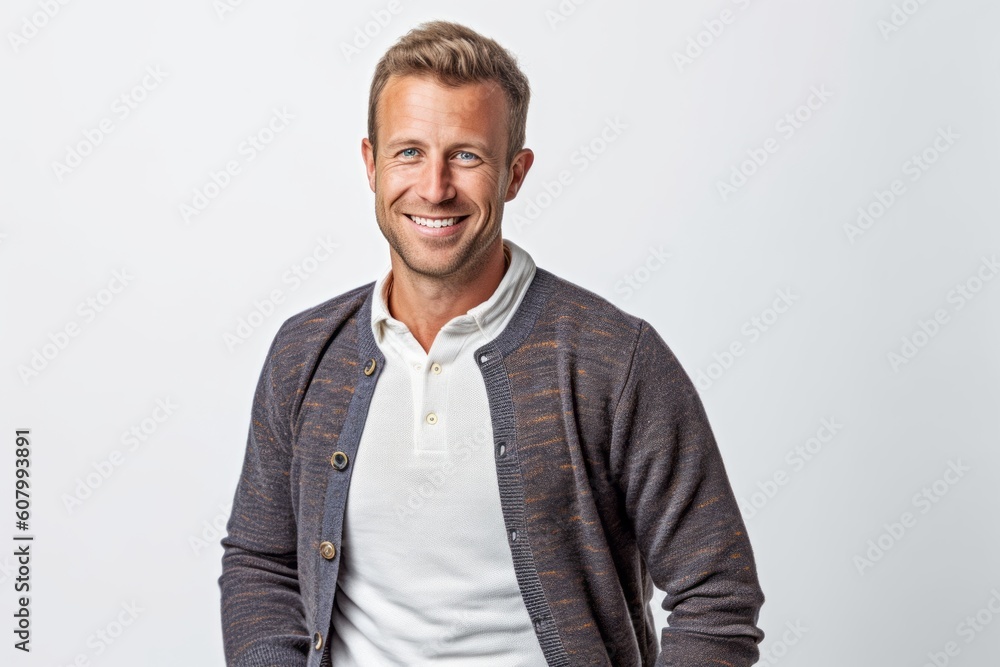 Handsome blond man smiling and looking at camera isolated on white background Handsome blond man smiling and looking at camera isolated on white background