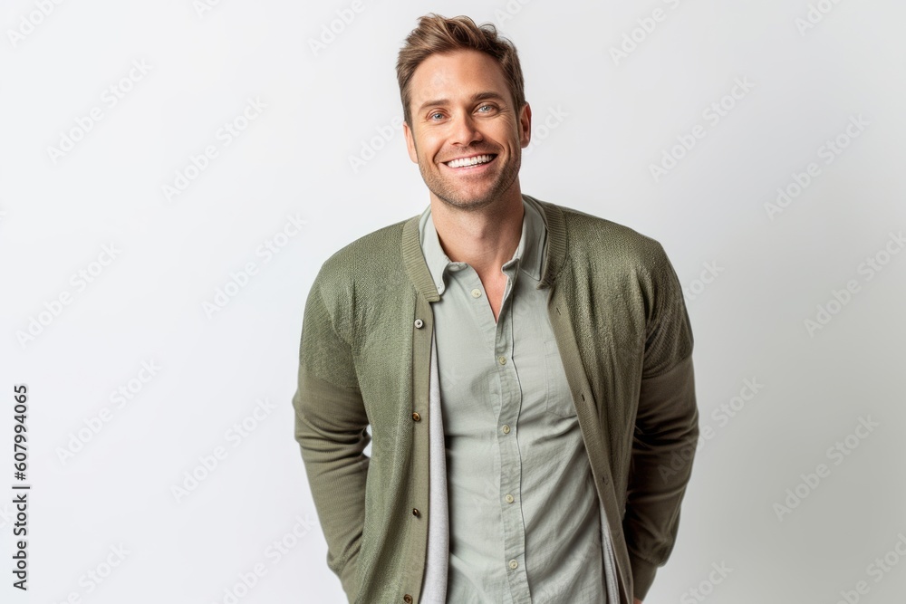 Portrait of a handsome young man standing isolated over white background, looking at camera Portrait of a handsome young man standing isolated over white background, looking at camera