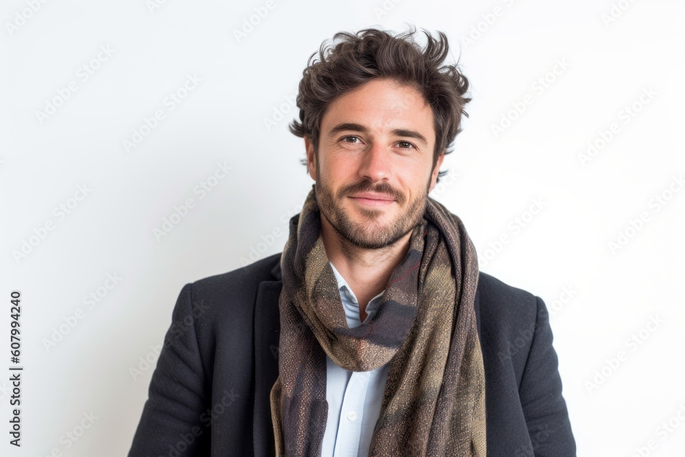 Portrait of a handsome young man with a scarf around his neck Portrait of a handsome young man with a scarf around his neck