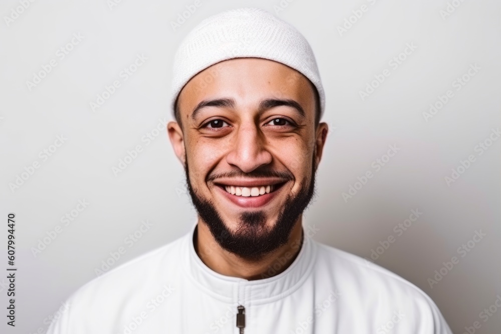 Portrait of a happy young man in a white sweater and hat Portrait of a happy young man in a white sweater and hat