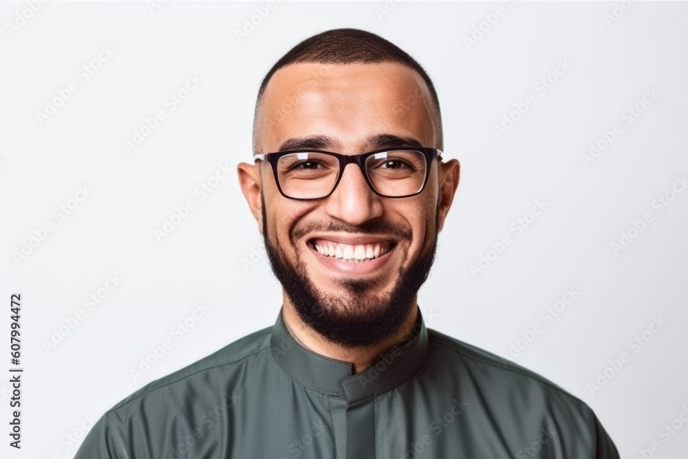 Portrait of a happy young man in eyeglasses over white background Portrait of a happy young man in eyeglasses over white background