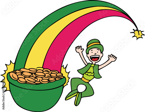 Leprechaun finds the pot of gold.