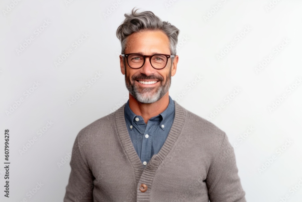Handsome middle-aged man with grey hair wearing glasses. Handsome middle-aged man with grey hair wearing glasses.