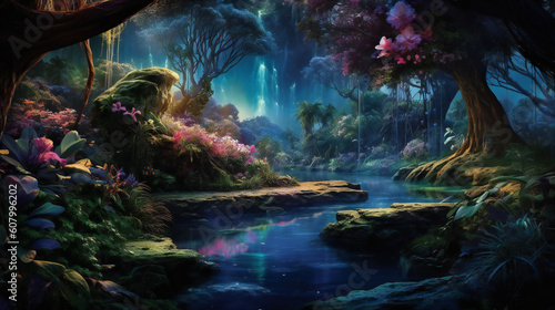 Step into a world of enchantment and wonder with a stunning, hyper-realistic image of nature that captures the essence of its magical beauty. Created using generative AI. © Ken
