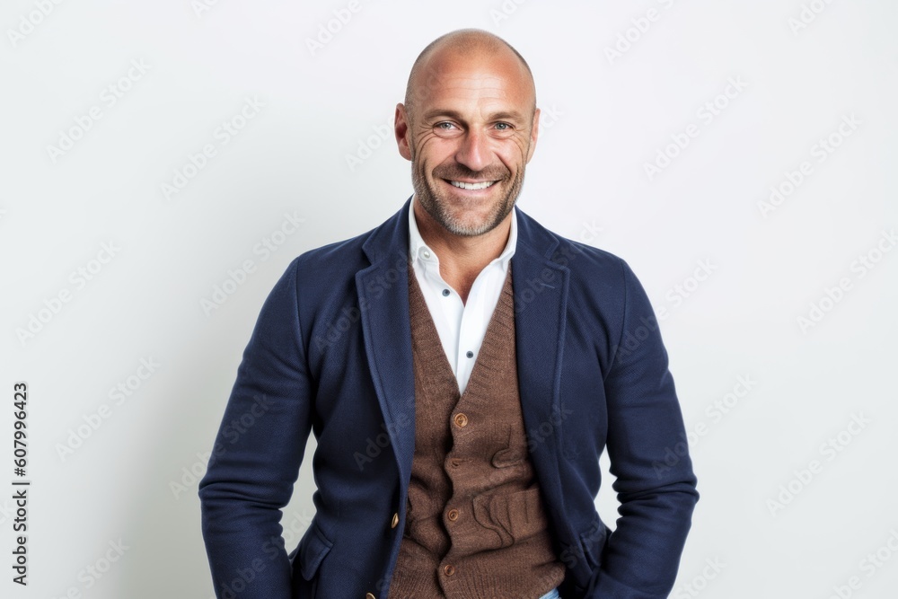 Portrait of a happy mature man smiling at camera over white background Portrait of a happy mature man smiling at camera over white background