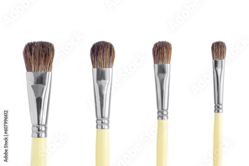 Art brushes on a white background. Close-up.