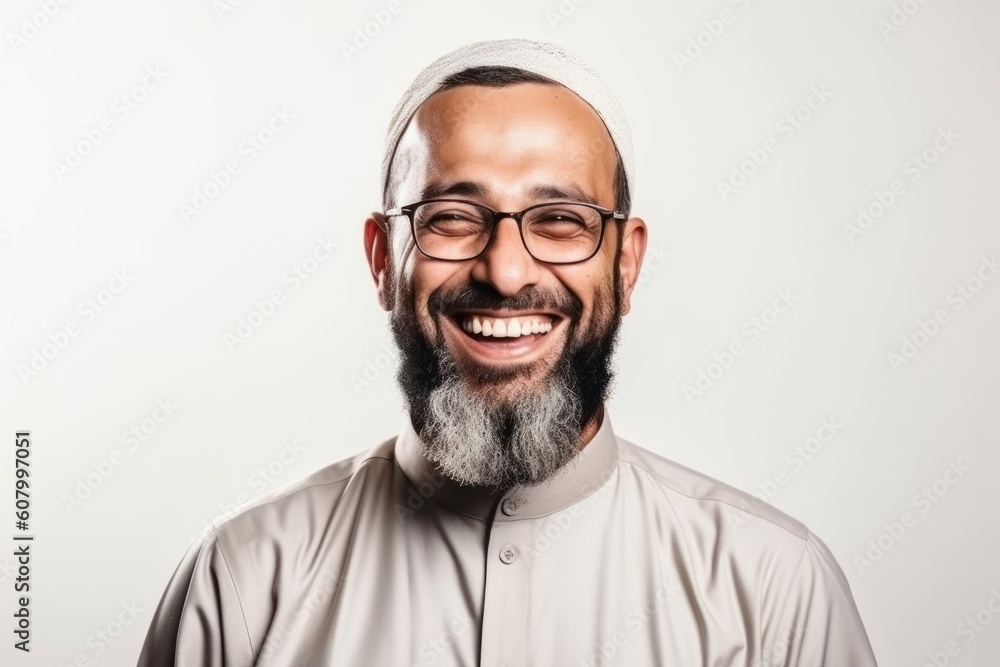 Portrait of a smiling muslim man with beard and glasses. Portrait of a smiling muslim man with beard and glasses.