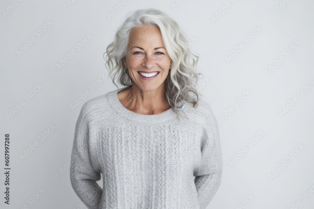 Portrait of happy senior woman smiling at camera over white background. Portrait of happy senior woman smiling at camera over white background.