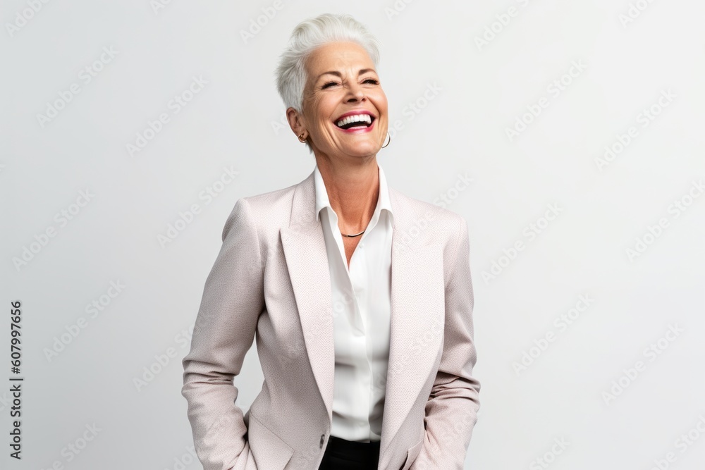 Portrait of a happy senior businesswoman laughing isolated over white background Portrait of a happy senior businesswoman laughing isolated over white background