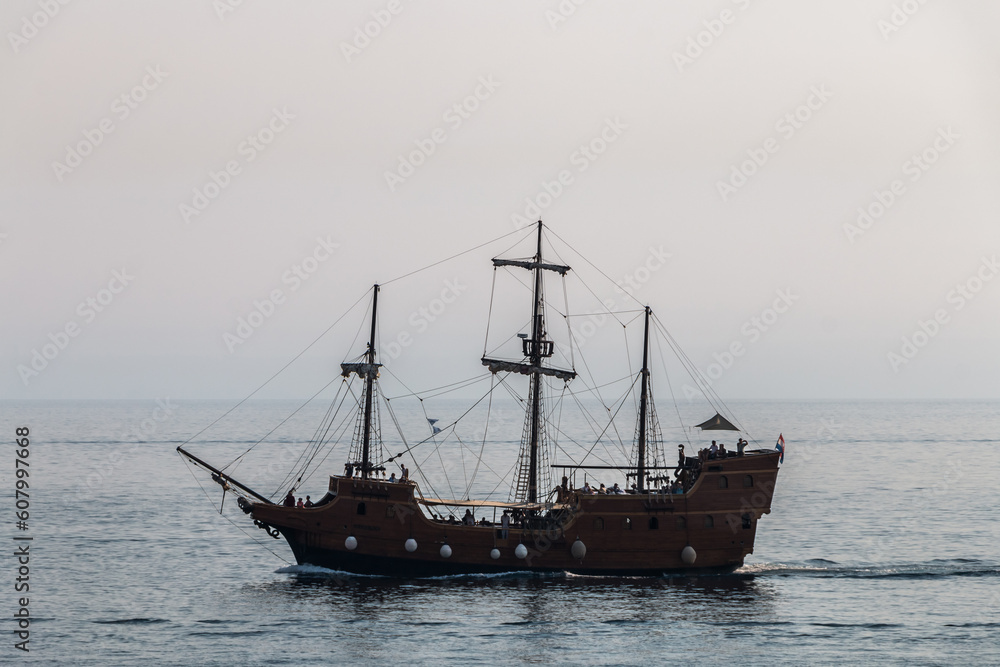 sailing ship at sea, boat, sailboat on the background of the sea sailing ship at sea, boat, sailboat on the background of the sea