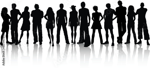 Silhouette of a huge crowd of people on a white background