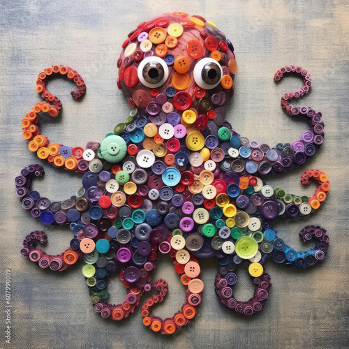 Octopus made of buttons Arts and Crafts photo