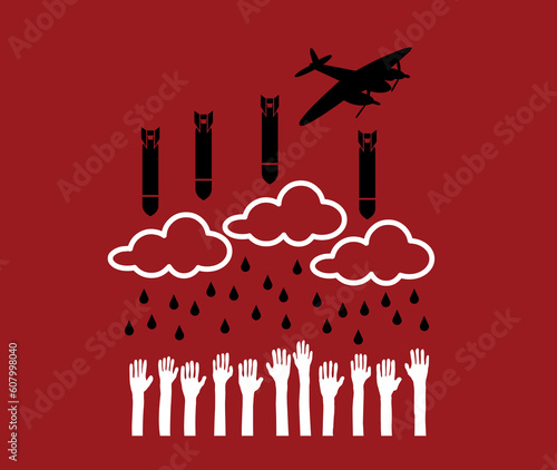 Airplane pull down bombs over helpless people