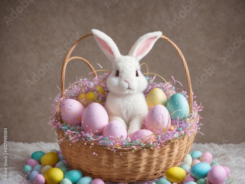 Easter bunny sitting in a nest, volume three created with generative ai, ki