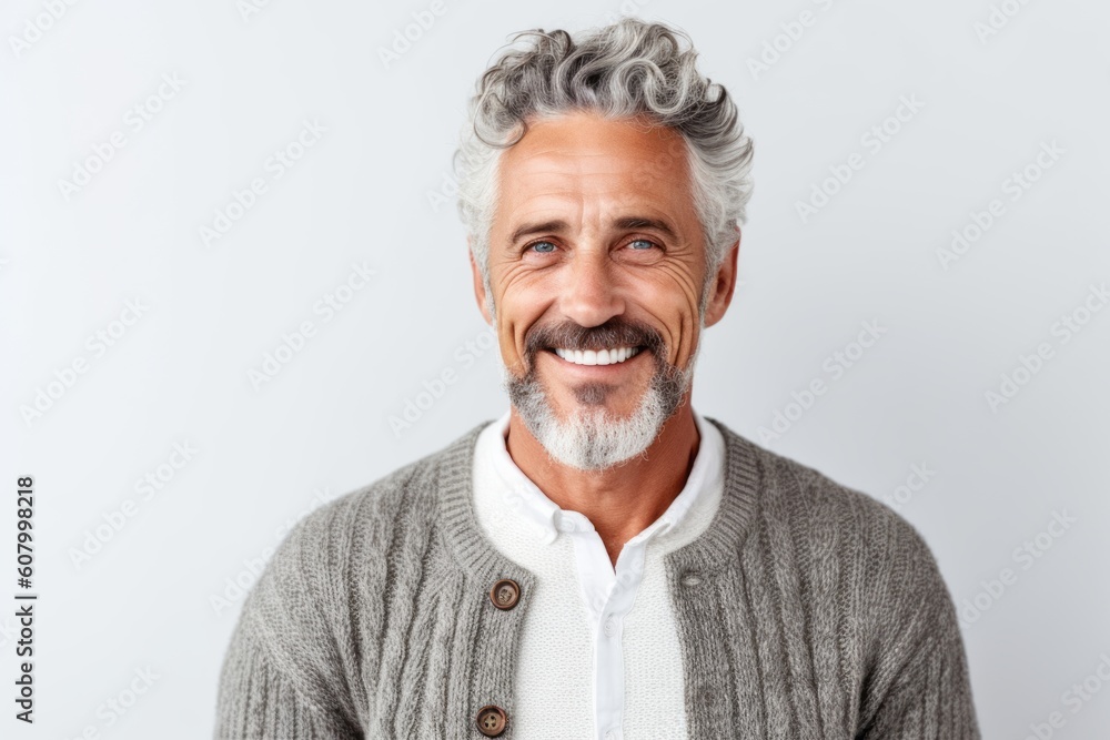Portrait of a happy senior man looking at camera isolated on a white background Portrait of a happy senior man looking at camera isolated on a white background