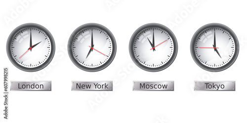 Time zone clocks.  Please check my portfolio for more vector illustrations.