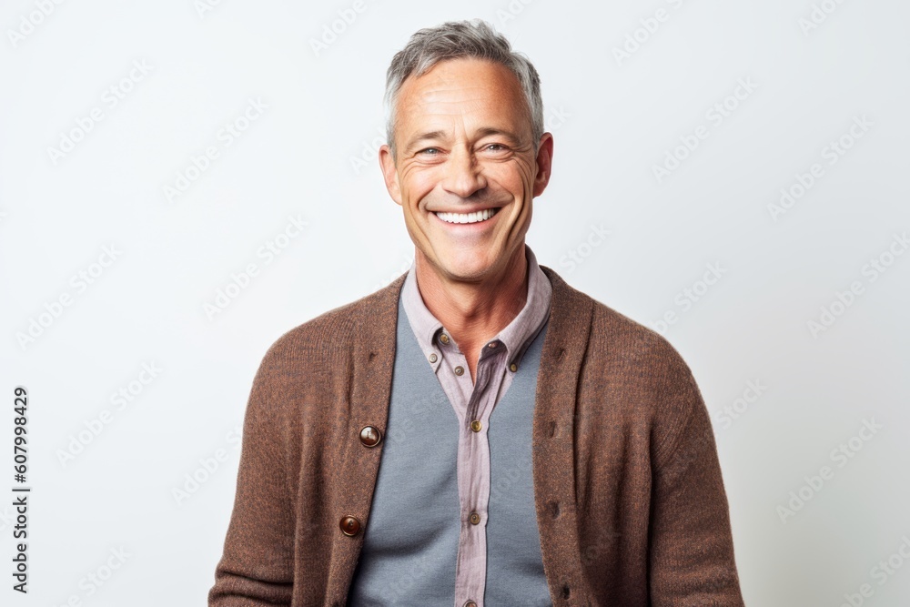 Portrait of a happy senior man smiling at the camera over white background Portrait of a happy senior man smiling at the camera over white background