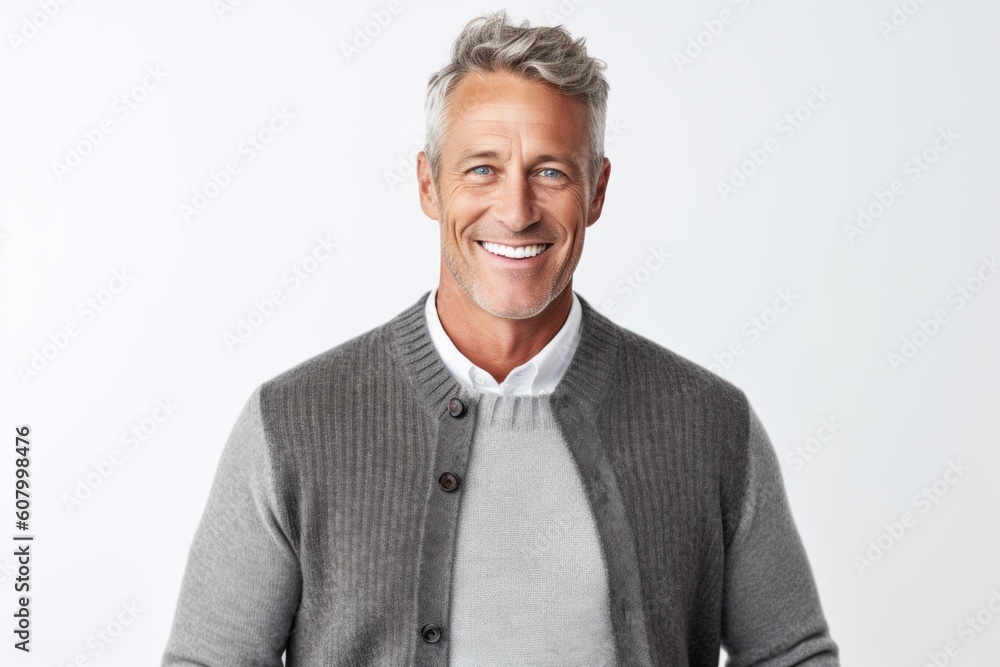 Portrait of a handsome mature man smiling at camera over white background Portrait of a handsome mature man smiling at camera over white background