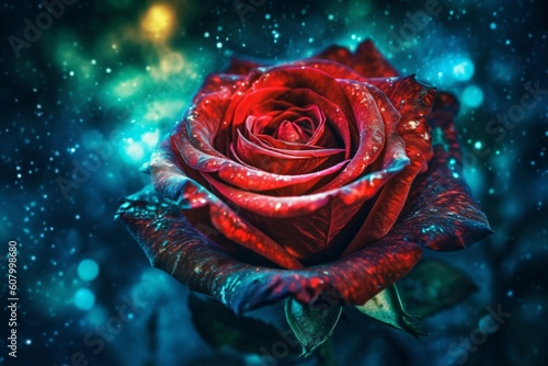 beautiful red rose blossom created with Generative AI technology