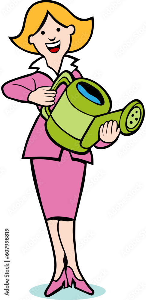 Watering can woman isolated on a white background. Watering can woman isolated on a white background.