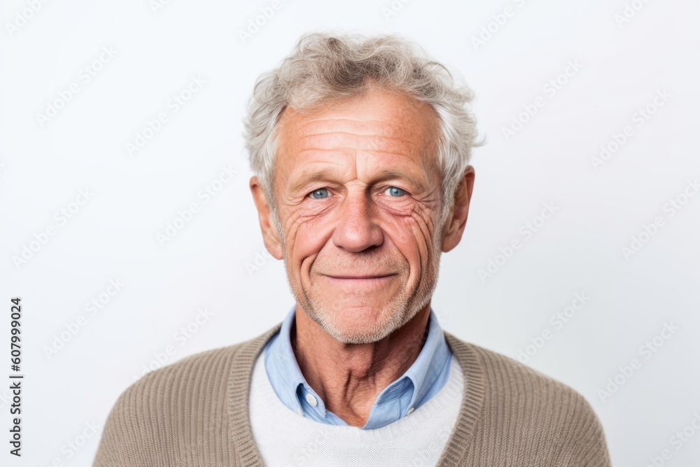 Portrait of a senior man with grey hair on a white background Portrait of a senior man with grey hair on a white background